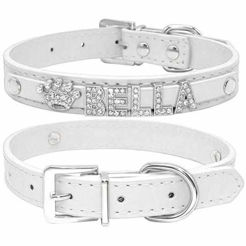 Edles Hundehalsband personalisiert mit Glitzersteinen + Symbol