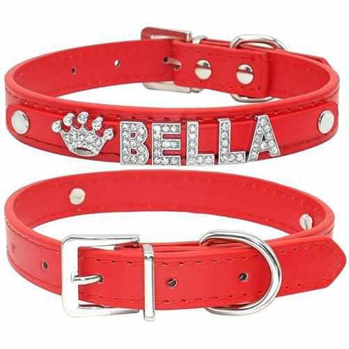 Edles Hundehalsband personalisiert mit Glitzersteinen + Symbol