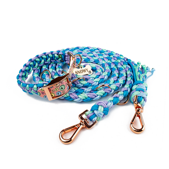 Verstellbare Führleine Tierluxe Snowy Blau Handgemacht Paracord Hundeleine