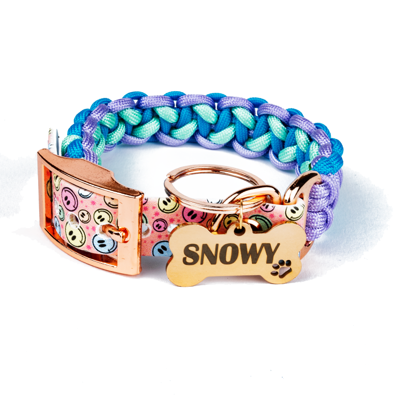 Hundehalsband Tierluxe Snowy Blau Handgemacht Paracord Biothane