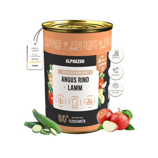 Angus Rind + Lamm Nassfutter für Adult Hunde 400g/Dose