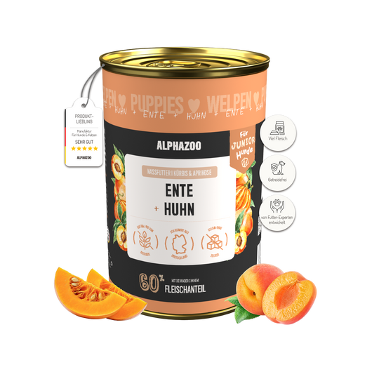 Ente + Huhn Nassfutter für Welpen 400g/Dose