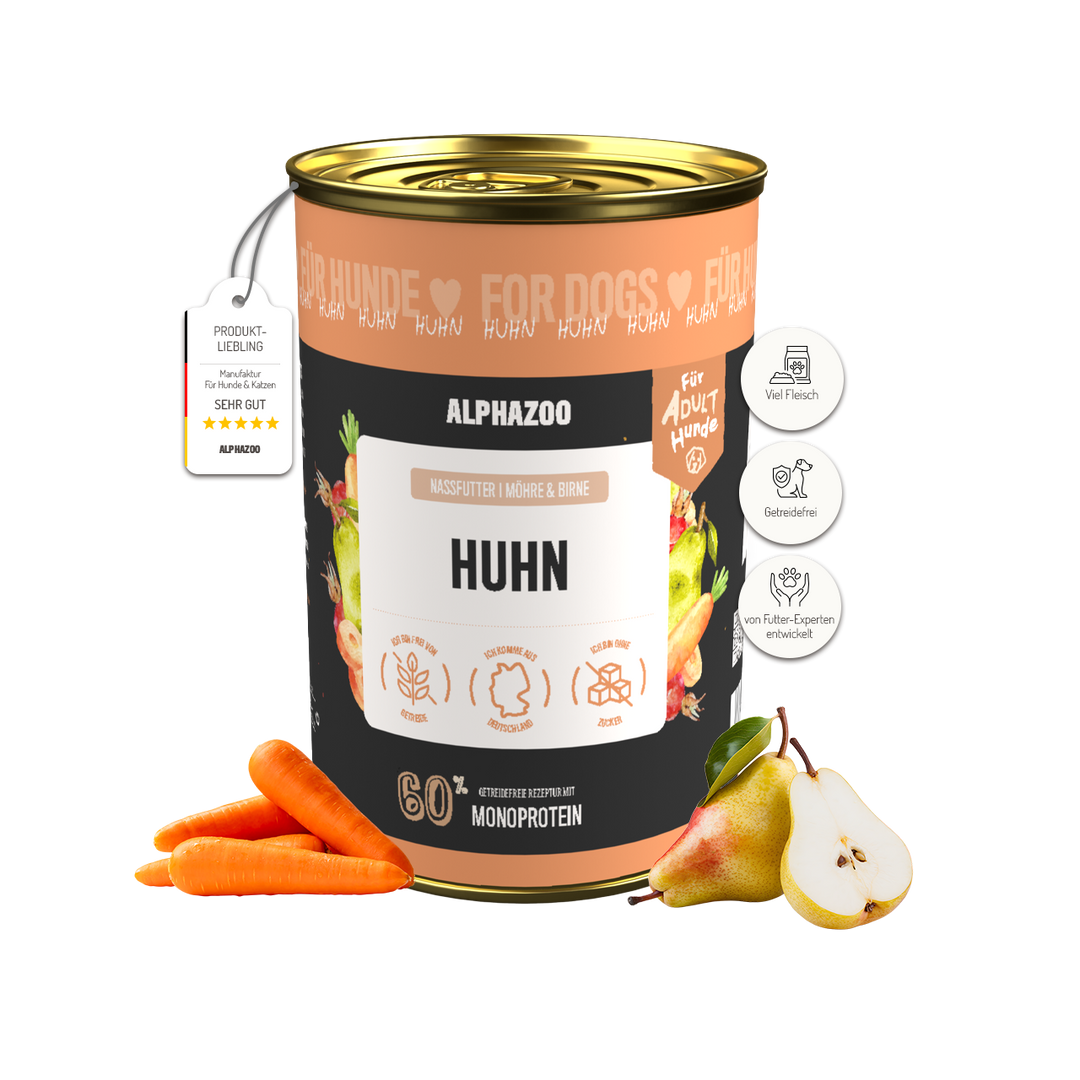 Monoprotein Huhn Nassfutter für Hunde 400g/Dose