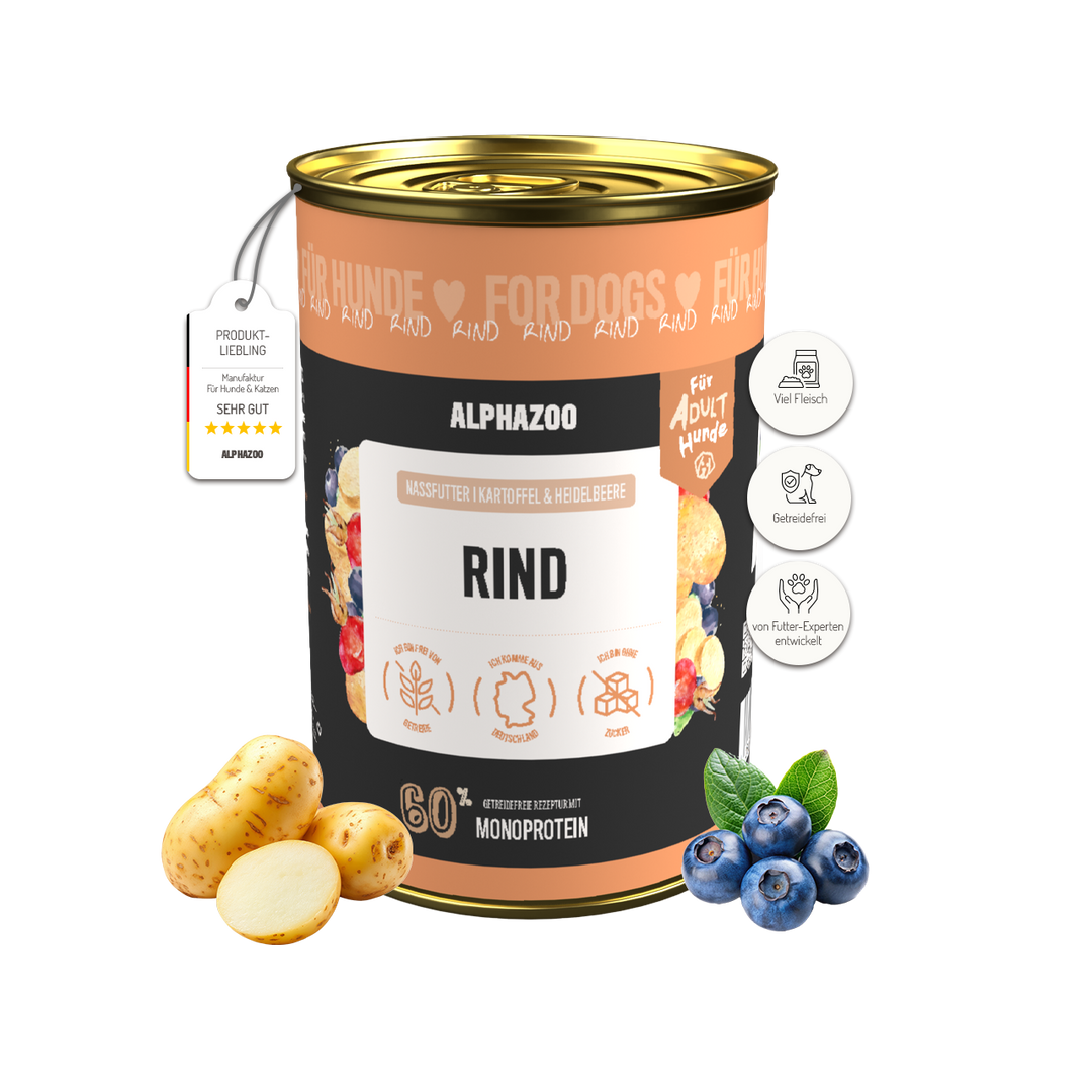Monoprotein Rind Nassfutter für Hunde 400g/Dose