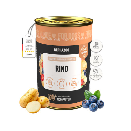 Monoprotein Rind Nassfutter für Hunde 400g/Dose