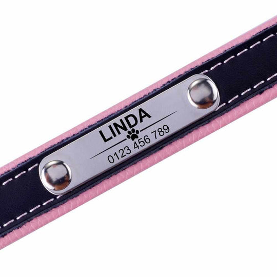 Personalisiertes dunkles Hundehalsband mit Namen graviert