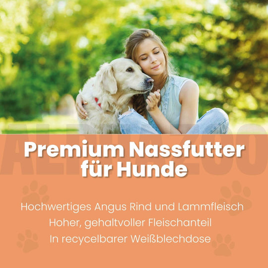 Angus Rind + Lamm Nassfutter für Adult Hunde 400g/Dose