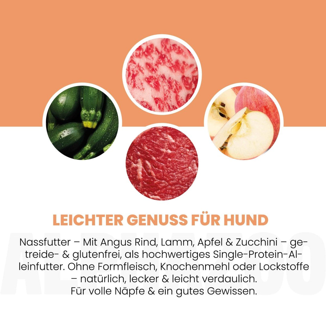 Angus Rind + Lamm Nassfutter für Adult Hunde 400g/Dose