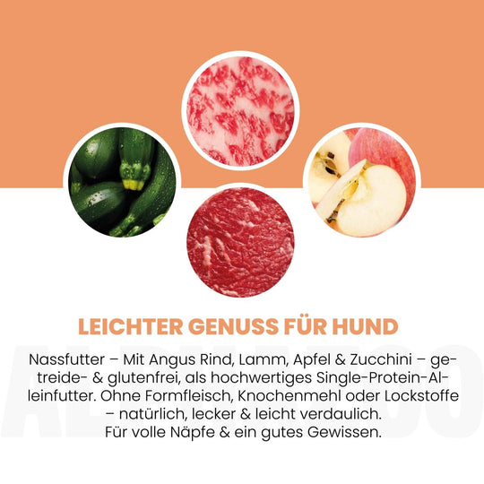 Angus Rind + Lamm Nassfutter für Adult Hunde 400g/Dose