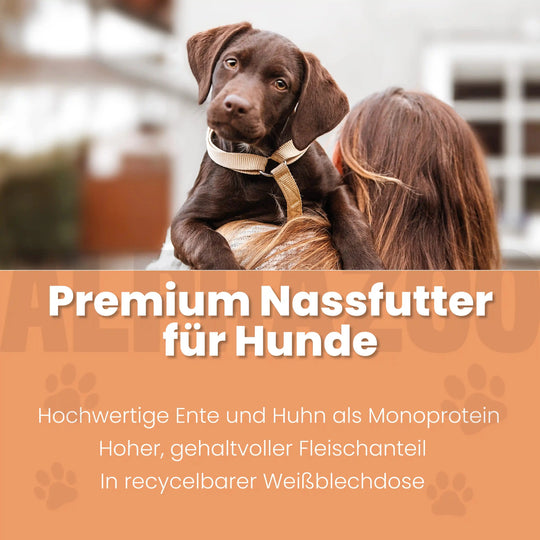 Ente + Huhn Nassfutter für Welpen 400g/Dose