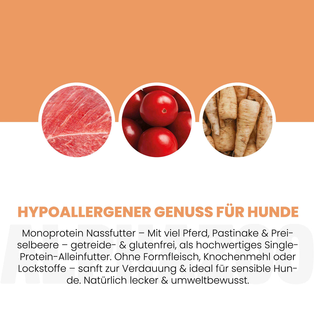 Monoprotein Pferd Nassfutter für Hunde