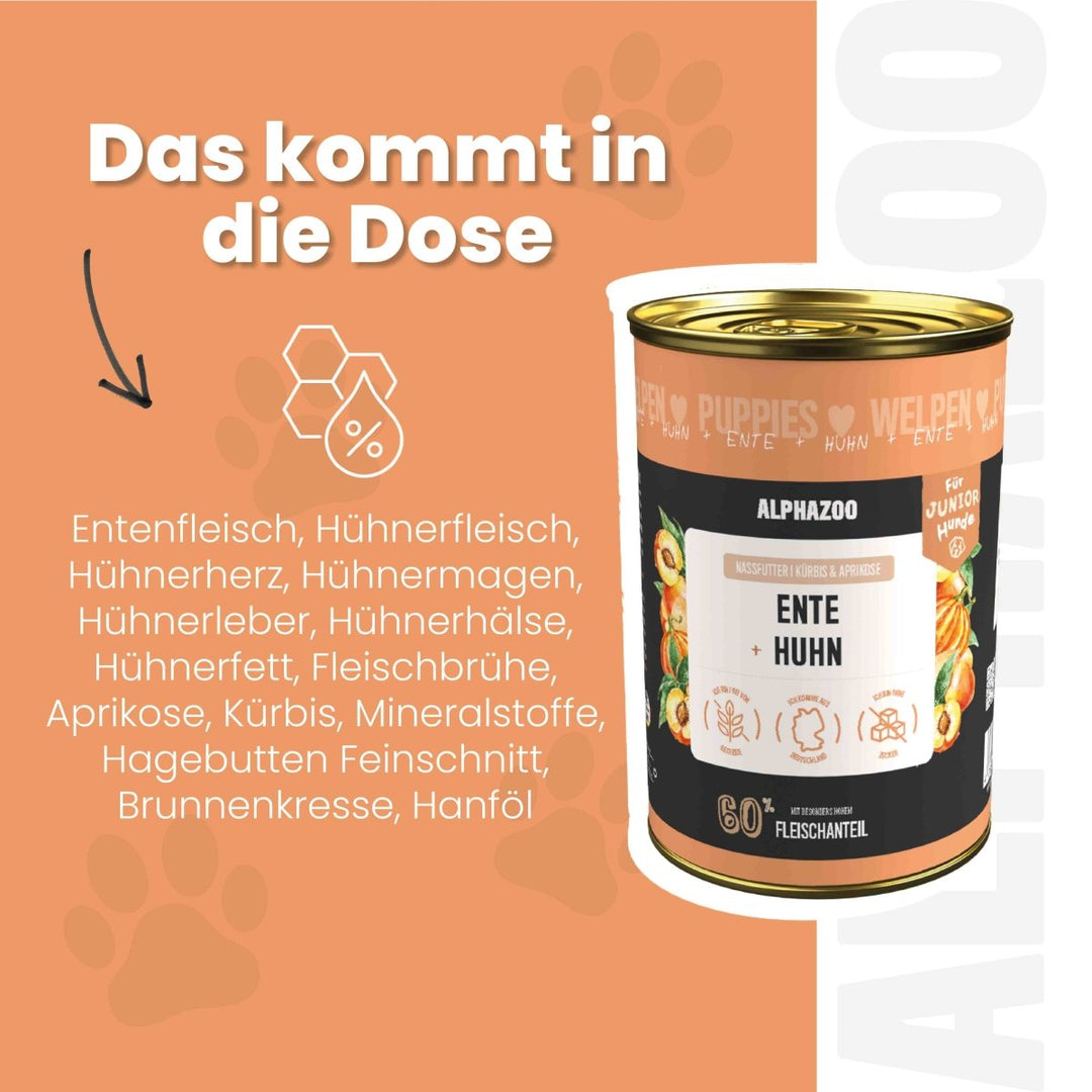 Ente + Huhn Nassfutter für Welpen 400g/Dose
