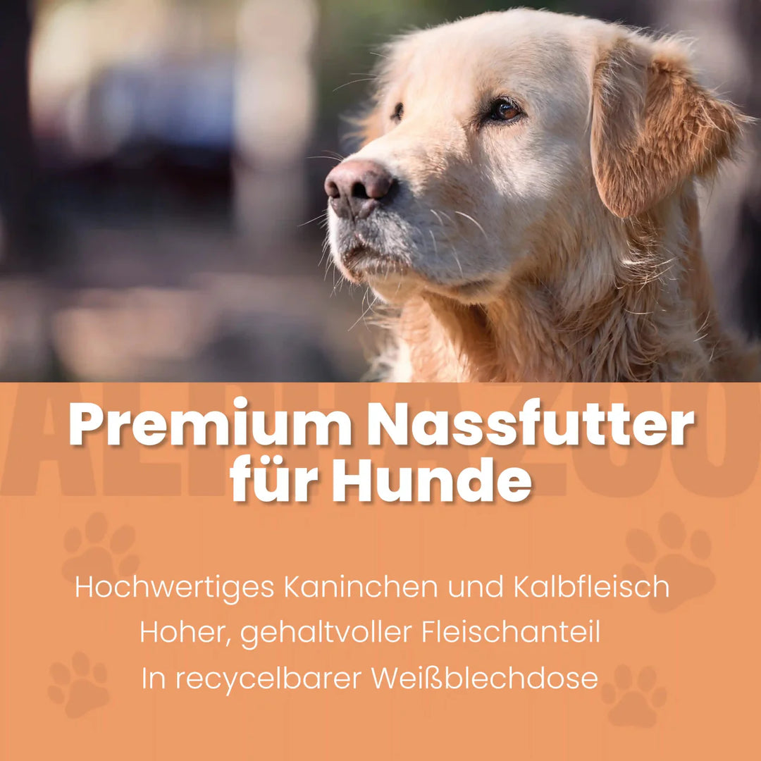 Kaninchen + Kalb Nassfutter für Senior Hunde 400g/Dose