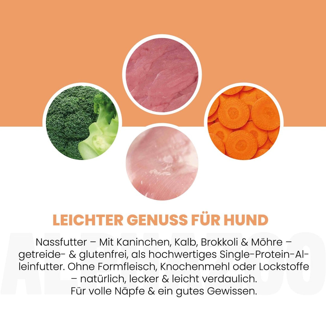 Kaninchen + Kalb Nassfutter für Senior Hunde 400g/Dose