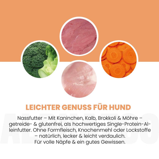 Kaninchen + Kalb Nassfutter für Senior Hunde 400g/Dose