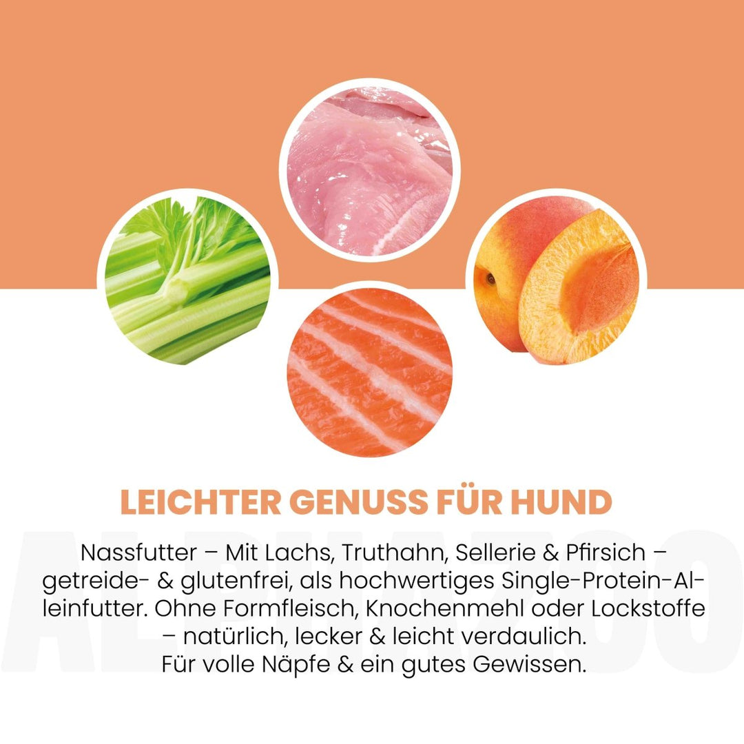 Lachs + Truthahn Nassfutter für Adult Hunde 400g/Dose