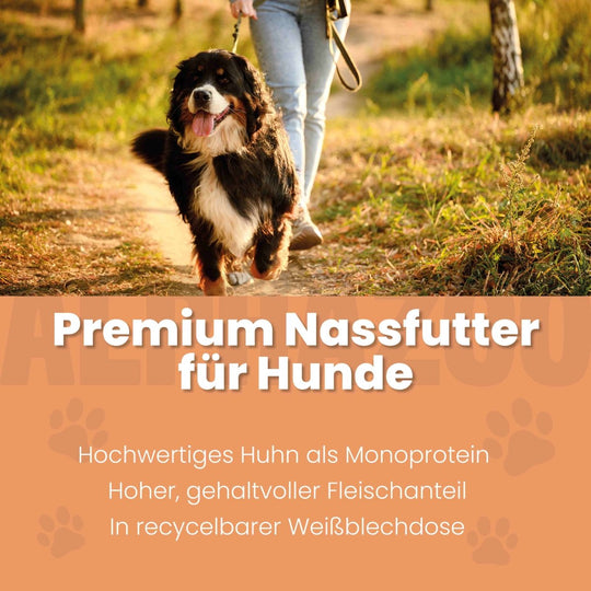 Monoprotein Huhn Nassfutter für Hunde 400g/Dose