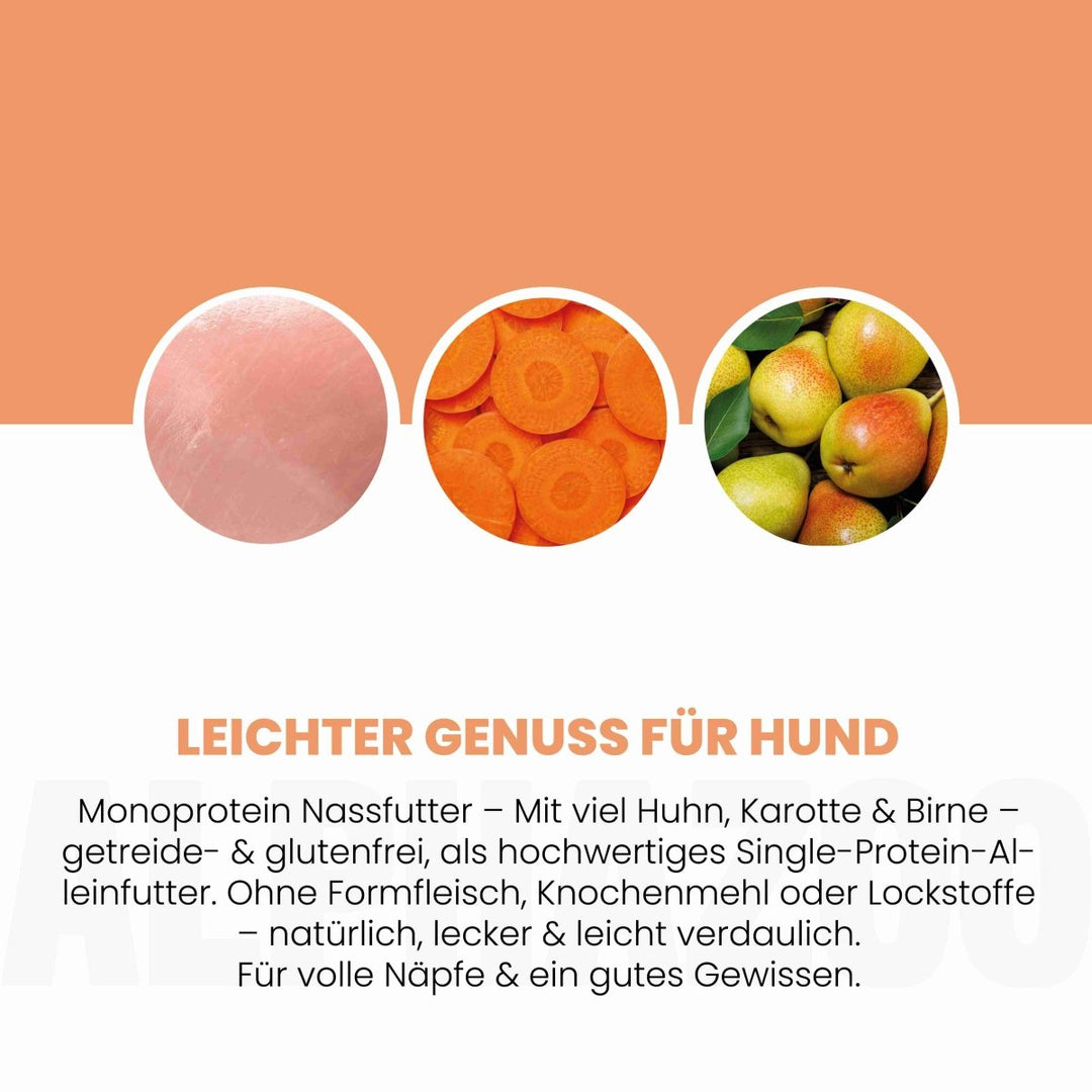 Monoprotein Huhn Nassfutter für Hunde 400g/Dose