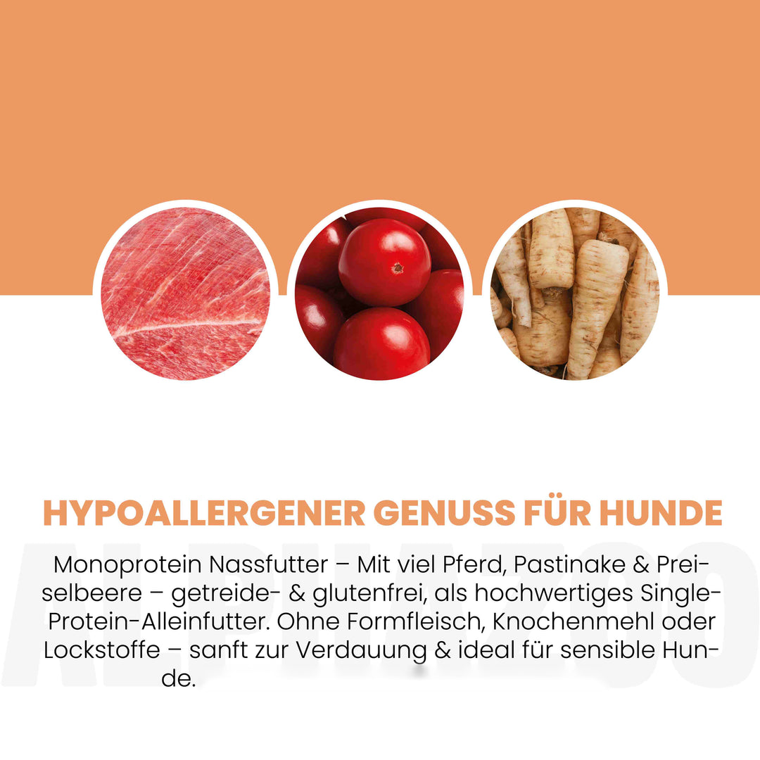 Monoprotein Pferd Nassfutter für Hunde