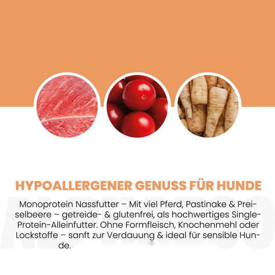 Monoprotein Pferd Nassfutter für Hunde