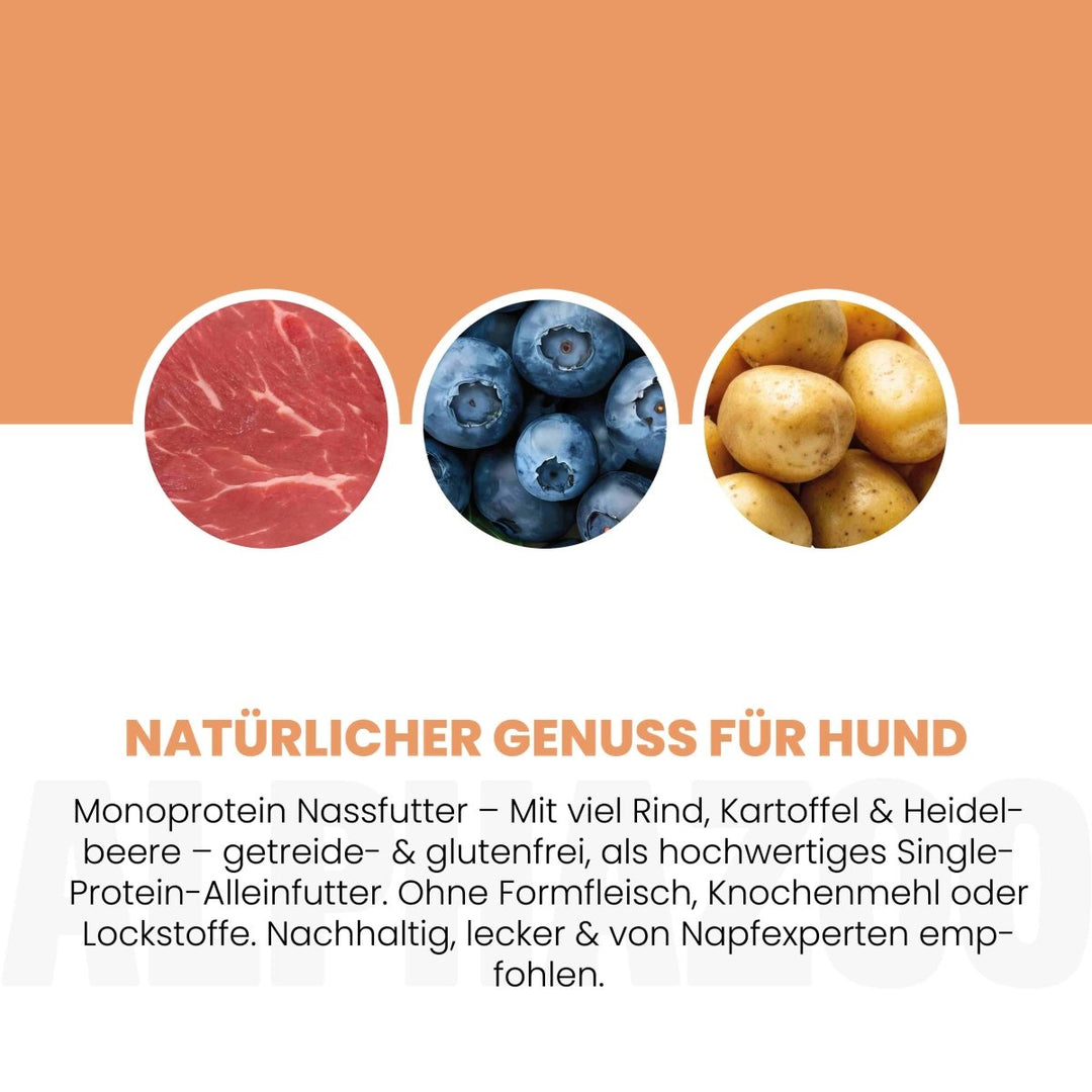 Monoprotein Rind Nassfutter für Hunde 400g/Dose