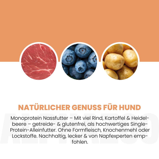 Monoprotein Rind Nassfutter für Hunde 400g/Dose