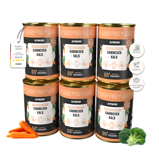 Kaninchen + Kalb Nassfutter für Senior Hunde 400g/Dose
