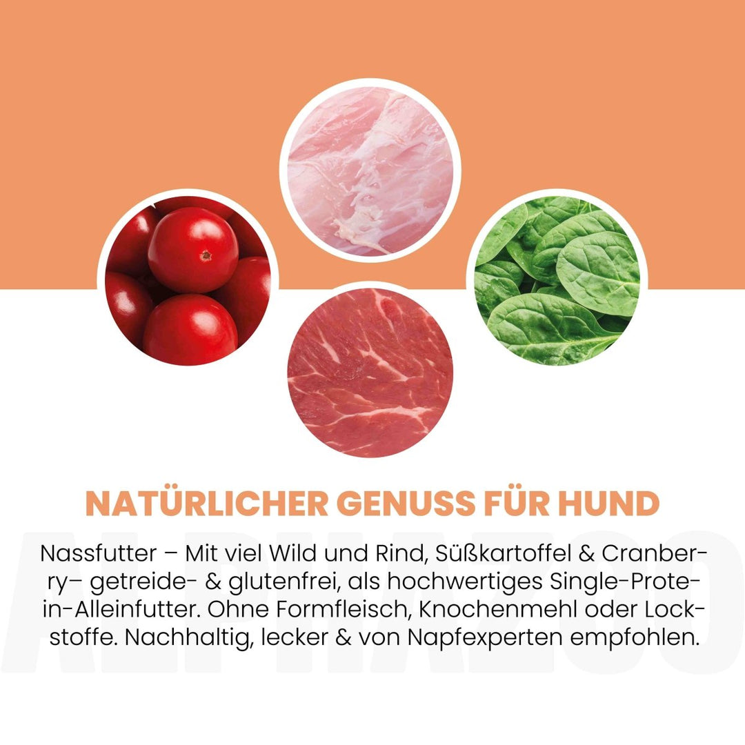 Wild + Rind Nassfutter für Adult Hunde 400g/Dose