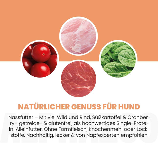 Wild + Rind Nassfutter für Adult Hunde 400g/Dose