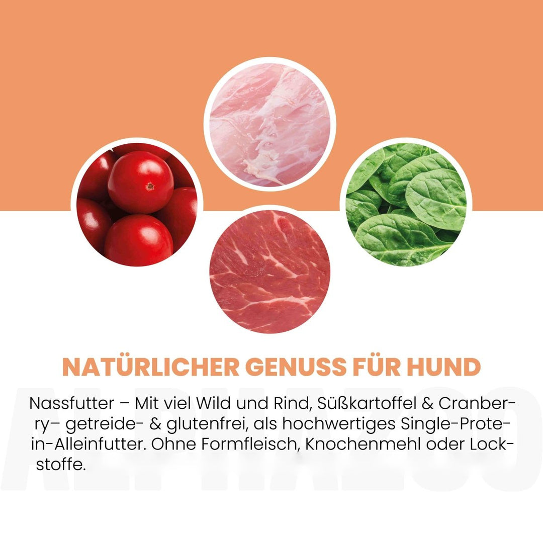 Wild + Rind Nassfutter für Adult Hunde