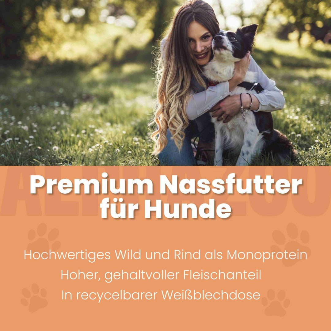 Wild + Rind Nassfutter für Adult Hunde 400g/Dose